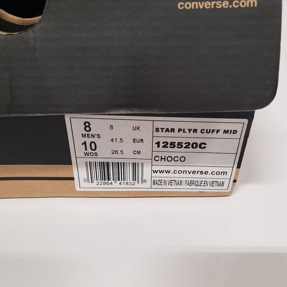 Converse Star Player Cuff Rib Mid Sneakers in Choco - Size M/8 W/10 - Picture 5 of 9